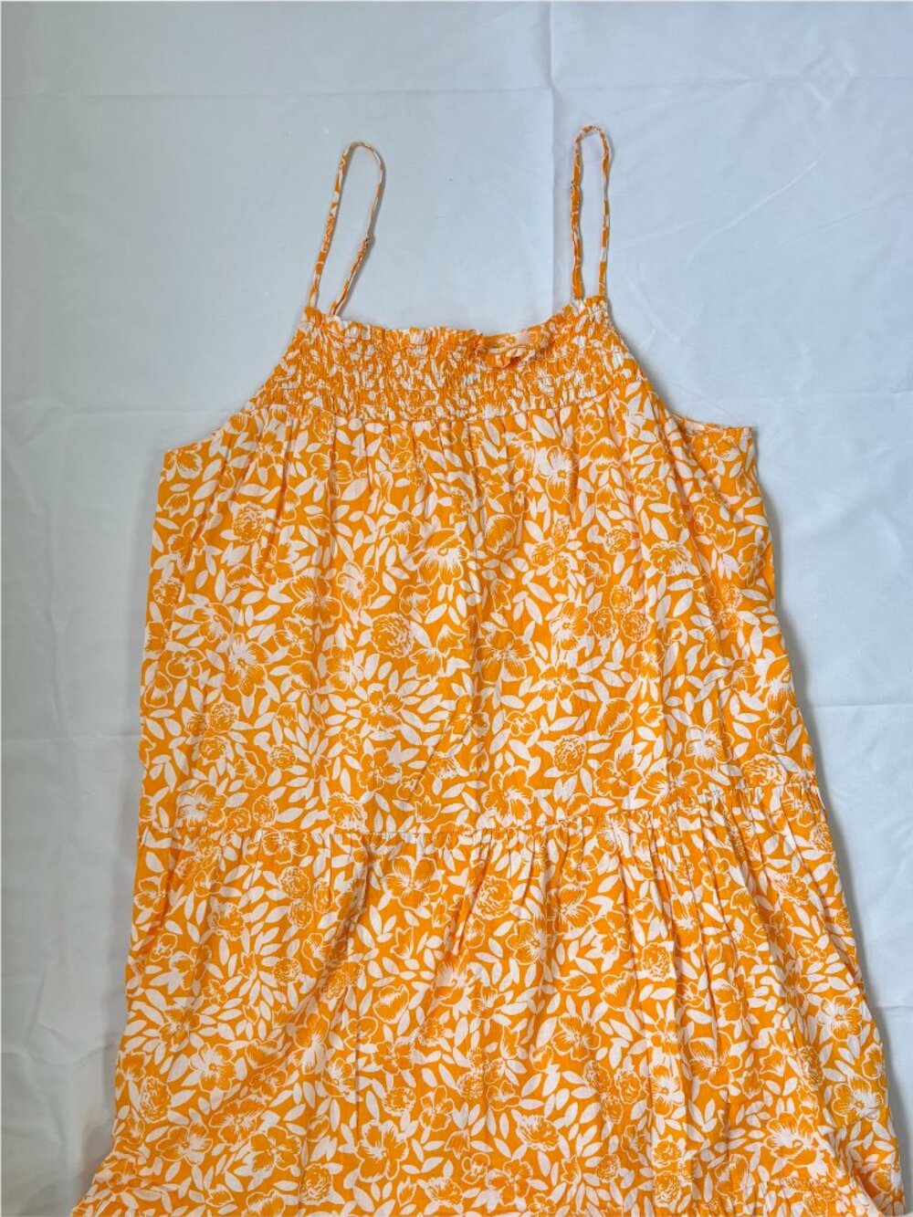 J. Crew Factory Sleevless Floral Tiered Skirt Midi Dress | Size Small | Orange